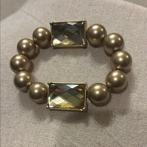 Vintage Stella & Dot Gold tone Beaded Bracelet with faux Rhinestone Accents